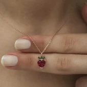 ​Gümüş Rose Çilek Figür Meyve Kolye thumbnail 6