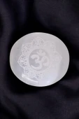 Ohm Sembolü Beyaz Selenit Masaj Terapi Taşı - Oval thumbnail 3