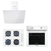 Kumtel Home Plus Beyaz Cam Ankastre Set thumbnail 1