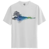 Reflection Tree - %100 Pamuklu Erkek Beyaz Tişört - Premium Quality thumbnail 1