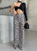 LEOPAR PALAZZO PANTOLON - Bej thumbnail 3