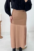 Vizon Alt Piliseli Deri Garnili Etek thumbnail 3