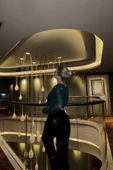 PULLU CROP KRUVAZE BLUZ - Zümrüt thumbnail 4