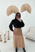 Vizon Alt Piliseli Deri Garnili Etek thumbnail 2
