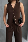 Dipmoda kadın zra model düğmeli yelek DPG078 thumbnail 4