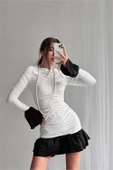 Dipmoda kadın büzgülü bluz mini elbise DPDF024 thumbnail 5