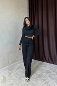 Siyah Bel Büzgülü Pantolon thumbnail 3