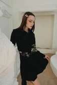 Kurdela Detaylı Mini Etek - Siyah thumbnail 2