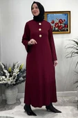 Banu Broşlu Triko Elbise Bordo thumbnail 3