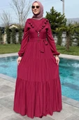 Jale Elbise Bordo thumbnail 9
