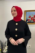 Banu Broşlu Triko Elbise Siyah thumbnail 4
