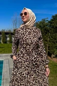 Leopar Desenli Elbise Kahve thumbnail 4