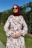 Botanik Elbise Bordo thumbnail 2