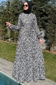 Leopar Desenli Elbise Siyah thumbnail 5