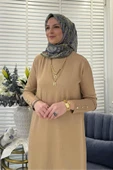 İsra Triko Elbise Bej thumbnail 4
