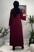 Banu Broşlu Triko Elbise Bordo thumbnail 7
