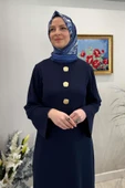 Banu Broşlu Triko Elbise Lacivert thumbnail 6
