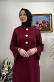 Banu Broşlu Triko Elbise Bordo thumbnail 4