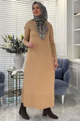 İsra Triko Elbise Bej thumbnail 5