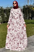 Botanik Elbise Bordo thumbnail 8