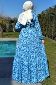 Su Desenli Elbise Mavi thumbnail 9