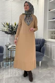 İsra Triko Elbise Bej thumbnail 3
