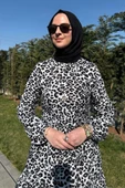 Leopar Desenli Elbise Siyah thumbnail 2