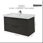 Creavit D20 2 Çekmeceli Lavabo Dolabı Antrasit thumbnail 1
