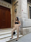 PAÇASI CIRTLI PANTOLON - Bej thumbnail 1