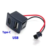 Type-C / Usb A Dişi Soket Kavisli  2 Pin 10cm Kablo Jst Çift Usb 5V 2A Panel Montaj Cep Telefonu Tablet Led Lamba Şarj Adaptör Fan thumbnail 2