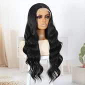 Siyah Fiber Sentetik Su Dalgalı Tül Peruk thumbnail 3