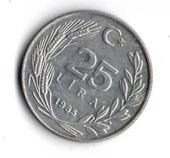 T.C. 25 Lira 1985 (mp1947) thumbnail 2