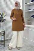 Gonca Taşlı Triko Tunik Camel thumbnail 5