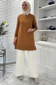 Gonca Taşlı Triko Tunik Camel thumbnail 3
