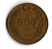 T.C. 500 Lira 1989 (mp1974) thumbnail 2