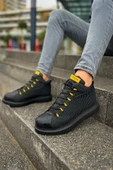 Bağcıklı Erkek Sneaker Bot Siyah Sarı thumbnail 1