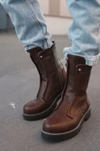 Fermuarlı Erkek Düz Bot Kahve thumbnail 1