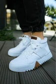 Bağcıklı Erkek Sneaker Bot Beyaz Beyaz thumbnail 3