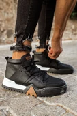 Bağcıklı Erkek Sneaker Bot Siyah Siyah thumbnail 3