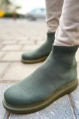 Düz Triko Erkek Sneaker Bot Haki thumbnail 2