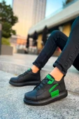 Bağcıklı Erkek Sneaker Bot Siyah Yeşil thumbnail 2