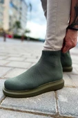 Düz Triko Erkek Sneaker Bot Haki thumbnail 1