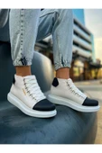 Bağcıklı Erkek Sneaker Bot Beyaz Siyah thumbnail 1