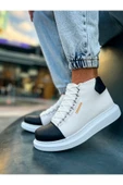 Bağcıklı Erkek Sneaker Bot Beyaz Siyah thumbnail 5