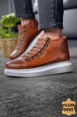 Bağcıklı Hakiki Deri Erkek Sneaker Bot Taba thumbnail 2