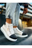 Bağcıklı Erkek Sneaker Bot Beyaz Siyah thumbnail 4