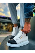 Bağcıklı Erkek Sneaker Bot Beyaz Siyah thumbnail 3