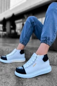 Bağcıklı Erkek Sneaker Bot Beyaz Siyah thumbnail 2
