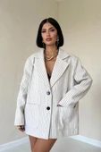 Bej Çizgili Oversize Ceket thumbnail 2