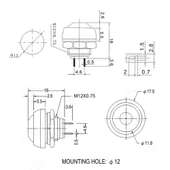 12mm PBS-33B 2 Pin Push Buton Sarı  ON OFF 1A 250V Mini Yuvarlak Su Geçirmez Anahtar Momentary Switch thumbnail 8